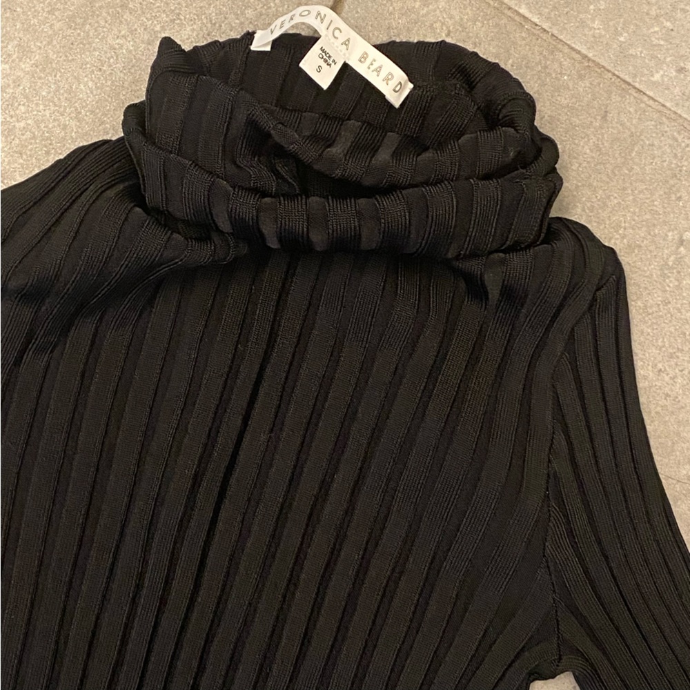 Veronica Beard Black Ribbed Turtleneck Size S